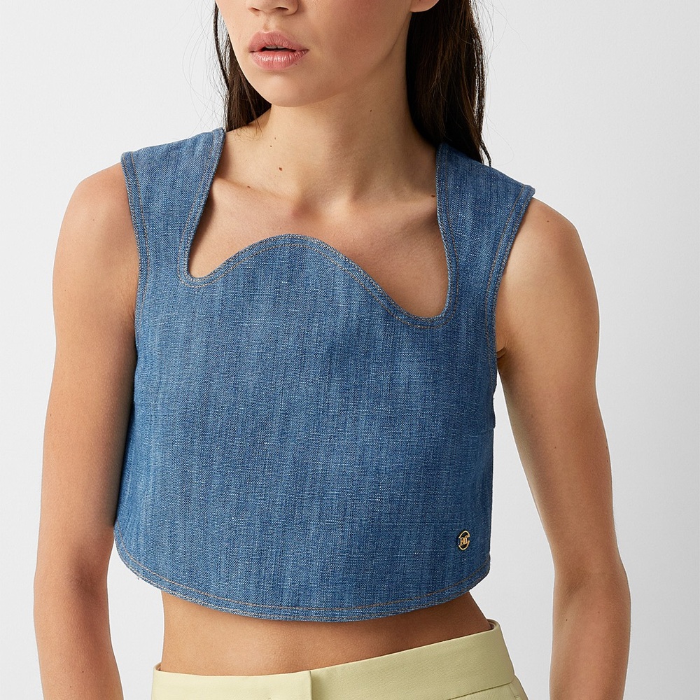 NWT RECTO Bastia Curved Crop Top Blue M